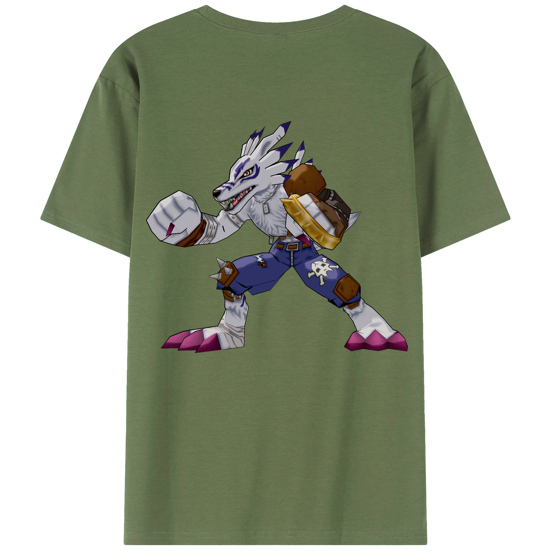 （画像用） Digimon デジタルモンスター/デジモン 綿100％ メンズ半袖Tシャツ（バックプリント） 通気性